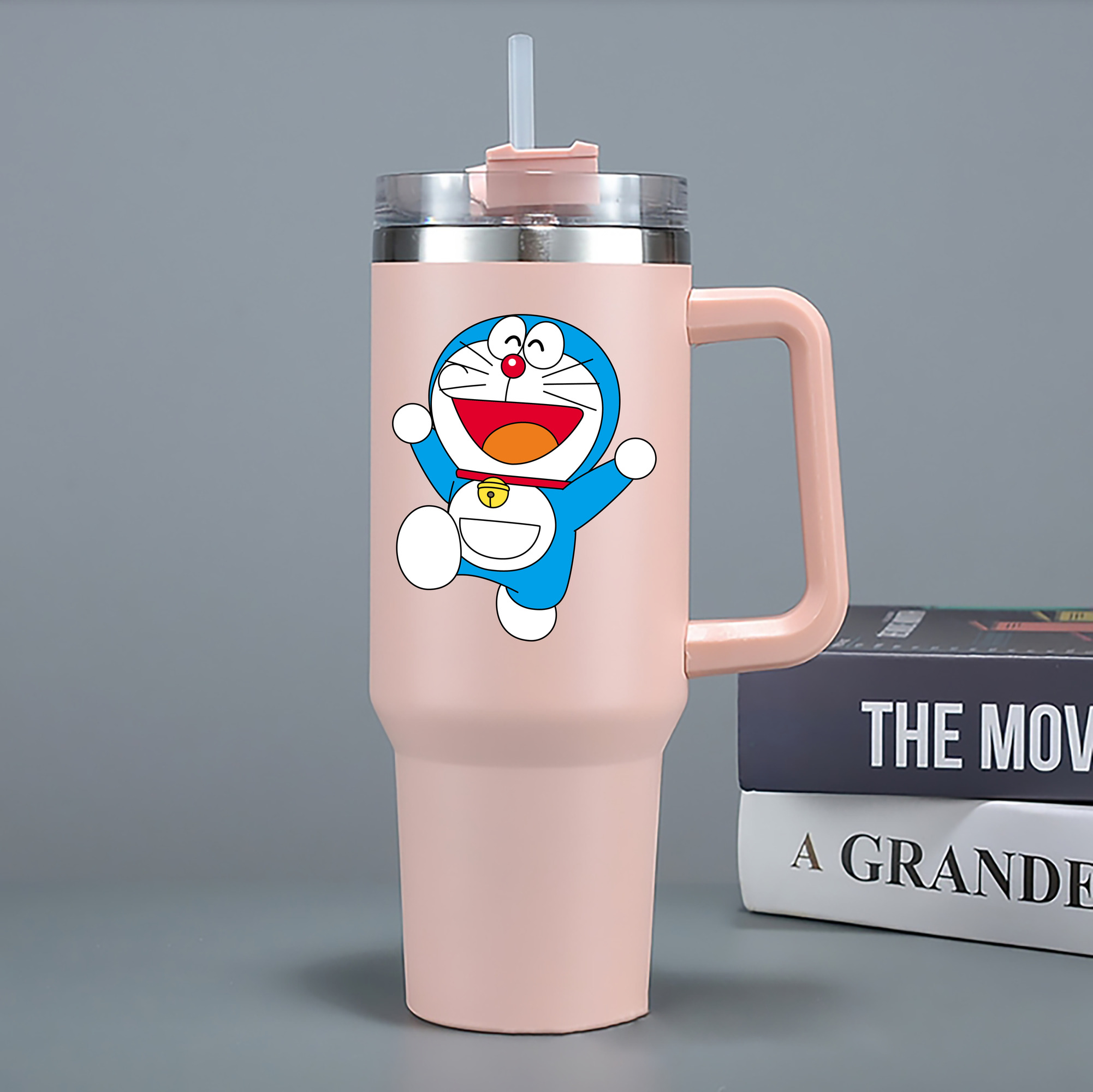 （画像用） ドラえもん Doraemon 1200mL車用タンブラー - クリスタルステッカー（プラスチックストロー付き）